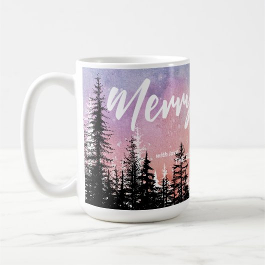 Vrolijke kerstboom Nacht gradiënt script bos Koffiemok (Links)