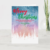 Vrolijke kerstboom Nacht rood groen script bos Kaart (Voorkant)