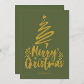 Vrolijke Kerstboom Olijf Groene Kerstmis Kaart (Voorkant / Achterkant)