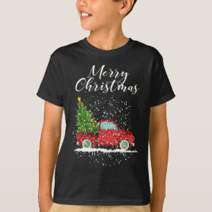 Vrolijke Kerstboom op Auto Xmas Rode Vrachtwagen  T-shirt