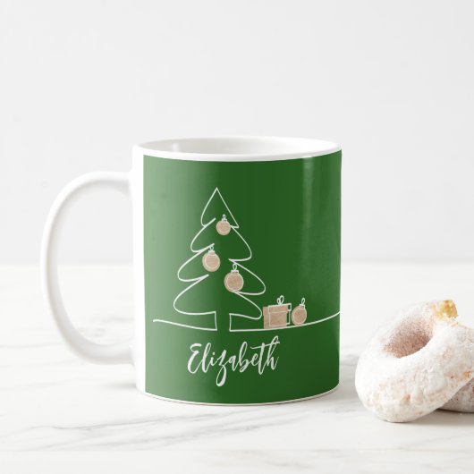 Vrolijke Kerstboom op Groen Koffiemok (Met donut)