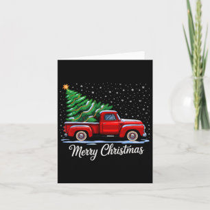 Vrolijke kerstboom op rode vrachtwagen wagen Xmas Kaart