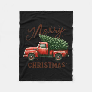 Vrolijke kerstboom op rode vrachtwagen wagon Ch Fleece Deken