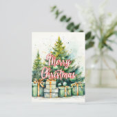 Vrolijke kerstboom PRETTIGE FEESTDAGEN | Briefkaart (Staand voorkant)
