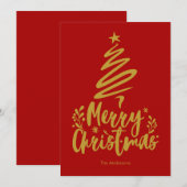 Vrolijke Kerstboom Rode Kerstmis Kaart (Voorkant / Achterkant)