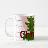 Vrolijke kerstboom roze koffiemok (Links)