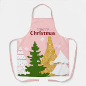 Vrolijke kerstboom roze schort (Voorkant)