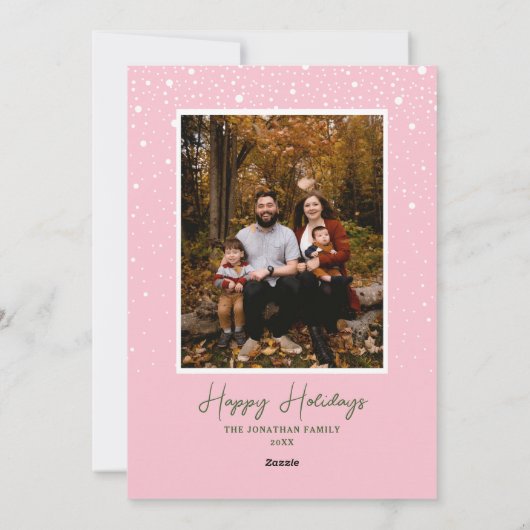 Vrolijke Kerstboom Roze Sneeuw Vakantie Kaart (Achterkant)