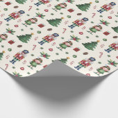 Vrolijke kerstboom Santa Nutcracker elf Ornament Cadeaupapier (Hoek)