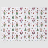 Vrolijke kerstboom Santa Reindeer Notenkraker Tissuepapier (Voorkant)