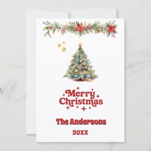 Vrolijke kerstboom slinger kaart (Voorkant)