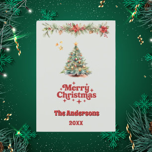 Vrolijke kerstboom slinger salie groene kaart