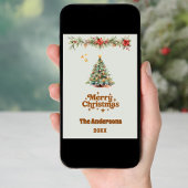 Vrolijke kerstboom slinger salie groene kaart