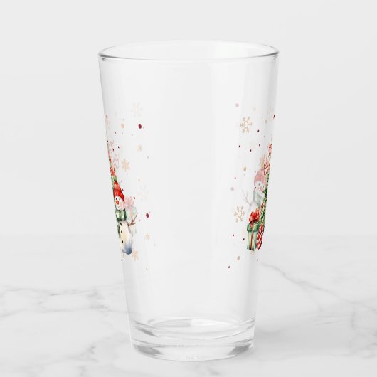 Vrolijke Kerstboom Sneeuwman en Cadeaus Glas (Links)