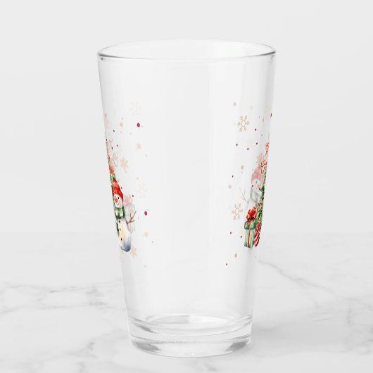Vrolijke Kerstboom Sneeuwman en Cadeaus Glas (Rechts)