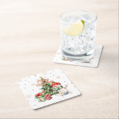 Vrolijke Kerstboom Sneeuwman en Cadeaus Kartonnen Onderzetters (Insitu)