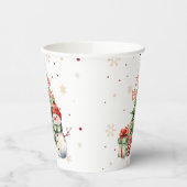 Vrolijke Kerstboom Sneeuwman en Cadeaus Papieren Bekers (Links)