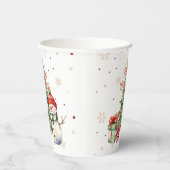 Vrolijke Kerstboom Sneeuwman en Cadeaus Papieren Bekers (Rechts)