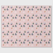 Vrolijke Kerstboom & Sneeuwroze Aangepaste Foto Cadeaupapier (Vlak)