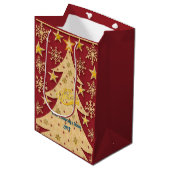 Vrolijke Kerstboom, Sneeuwvlok & Stersilhouetten Medium Cadeauzakje (Voorkant Gekanteld)