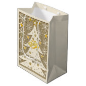 Vrolijke Kerstboom, Sneeuwvlok & Stersilhouetten Medium Cadeauzakje (Voorkant Gekanteld)