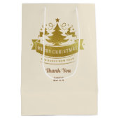 Vrolijke Kerstboom, Sneeuwvlok & Stersilhouetten Medium Cadeauzakje (Achterkant)