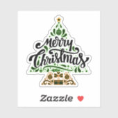 Vrolijke kerstboom sticker (Vel)