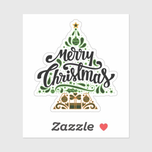 Vrolijke kerstboom sticker (Vel)