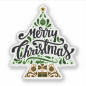 Vrolijke kerstboom sticker (Voorkant)