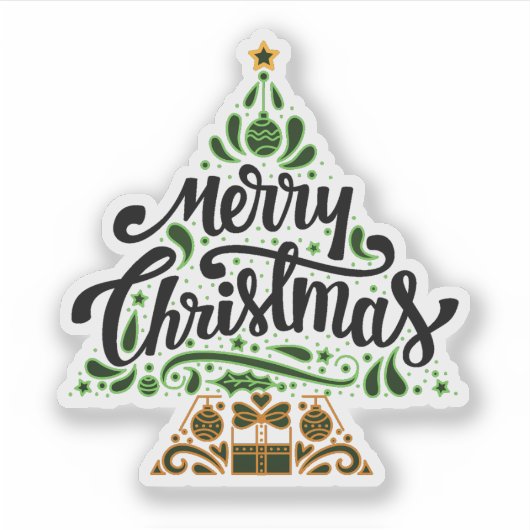 Vrolijke kerstboom sticker (Voorkant)