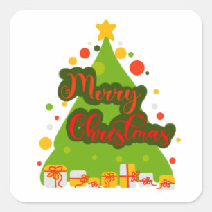 Vrolijke kerstboom sticker