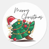 Vrolijke kerstboom sticker (Voorkant)