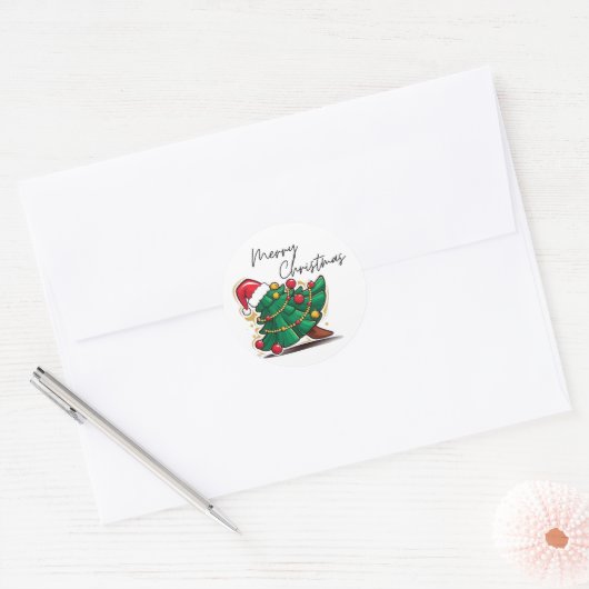 Vrolijke kerstboom sticker (Envelop)