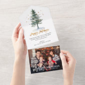 Vrolijke Kerstboom Vakantie Keepsake Fotokaart All In One Uitnodiging (Afscheurbaar)