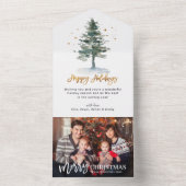 Vrolijke Kerstboom Vakantie Keepsake Fotokaart All In One Uitnodiging (Binnen)