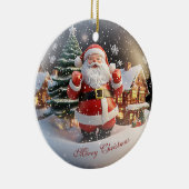 Vrolijke Kerstboom Vallende Sneeuwkerstman Keramisch Ornament (Rechts)