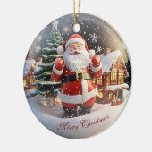 Vrolijke Kerstboom Vallende Sneeuwkerstman Keramisch Ornament (Links)