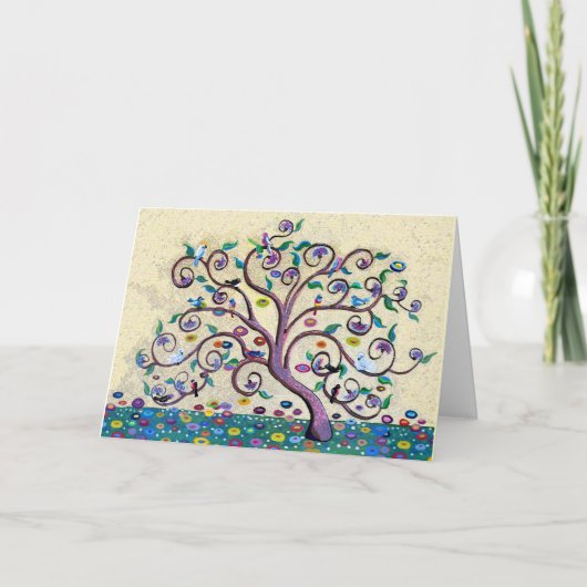 Vrolijke Kerstboom van het Leven Feestdagen Kaart (Voorkant)