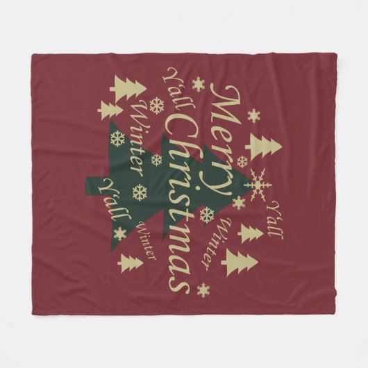 Vrolijke kerstboom versierd fleece deken (Voorkant (Horizontaal))