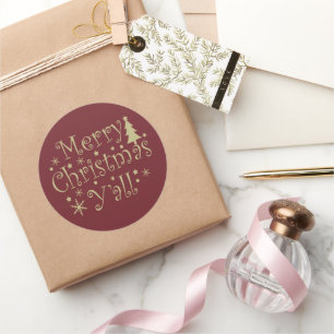 Vrolijke kerstboom versierd ronde sticker