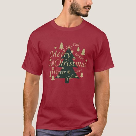 Vrolijke kerstboom versierd t-shirt (Voorkant)