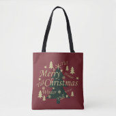 Vrolijke kerstboom versierd tote bag (Voorkant)