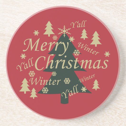 Vrolijke kerstboom versierd zandsteen onderzetter (Voorkant)