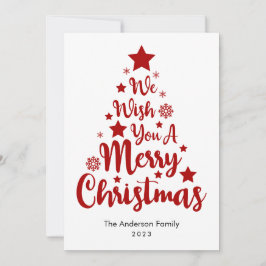 Vrolijke kerstboom vorm in rode kerst Kaart