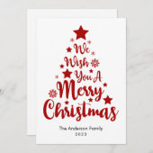 Vrolijke kerstboom vorm in rode kerst Kaart (Voorkant / Achterkant)