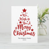 Vrolijke kerstboom vorm in rode kerst Kaart (Staand voorkant)