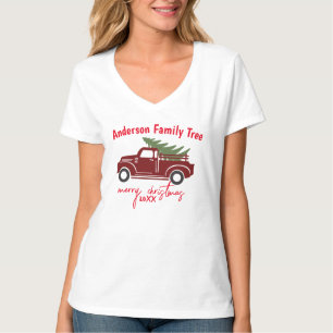Vrolijke Kerstboom Vrachtwagen Familie Kerstboom T-shirt