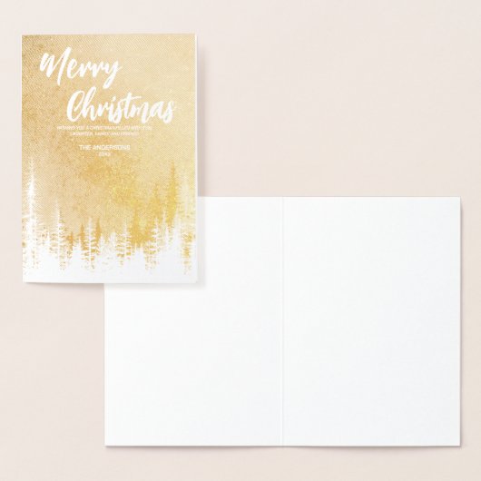 Vrolijke kerstboom winter Nacht bos Goud Folie Kaarten (Display)