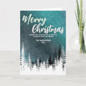 Vrolijke kerstboom winter Nacht bos Vakantie Kaart (Voorkant)