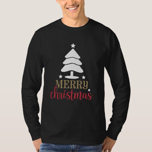 Vrolijke Kerstboom Wit en Rood T-shirt (Voorkant)